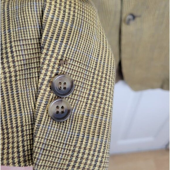 ERMENEGILDO ZEGNA SOFT Tan Linen Wool Mohair Blend 3 Button Blazer 50R - Picture 4 of 10